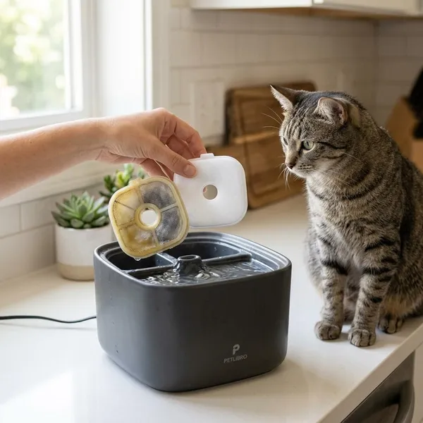 Waarvan de vervangfrequentie van een kattenfonteinfilter afhangt