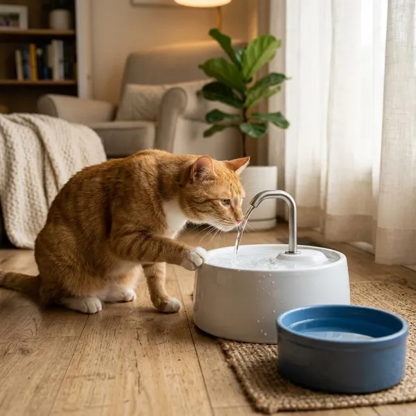 Waarom een kat moet wennen aan een drinkfontein