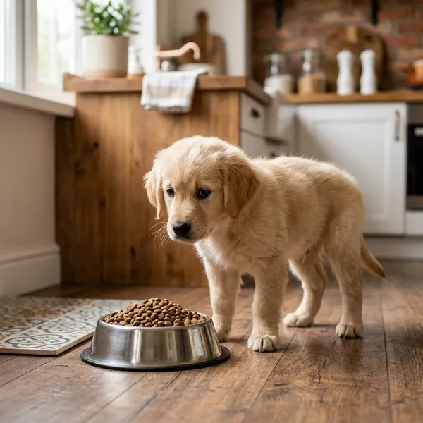 pup eet niet uit voerbak